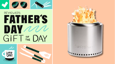 A collage of Father's Day animation and a Solo Stove on a dyptich