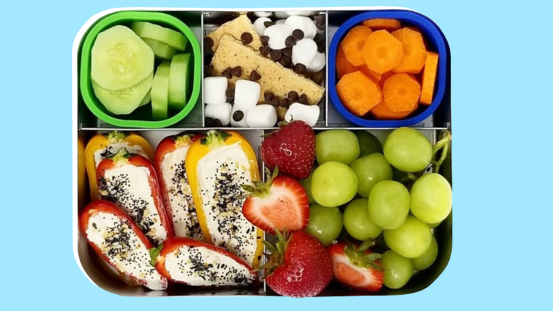 Stuffed peppers in a bento lunch box.