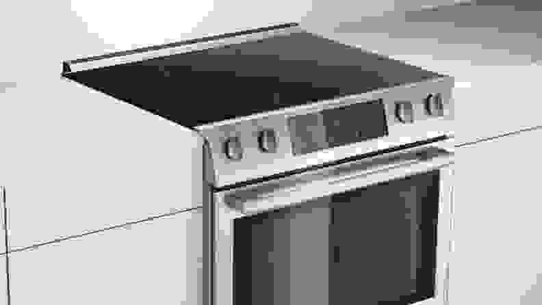 A photo of a sleek, modern electric range.