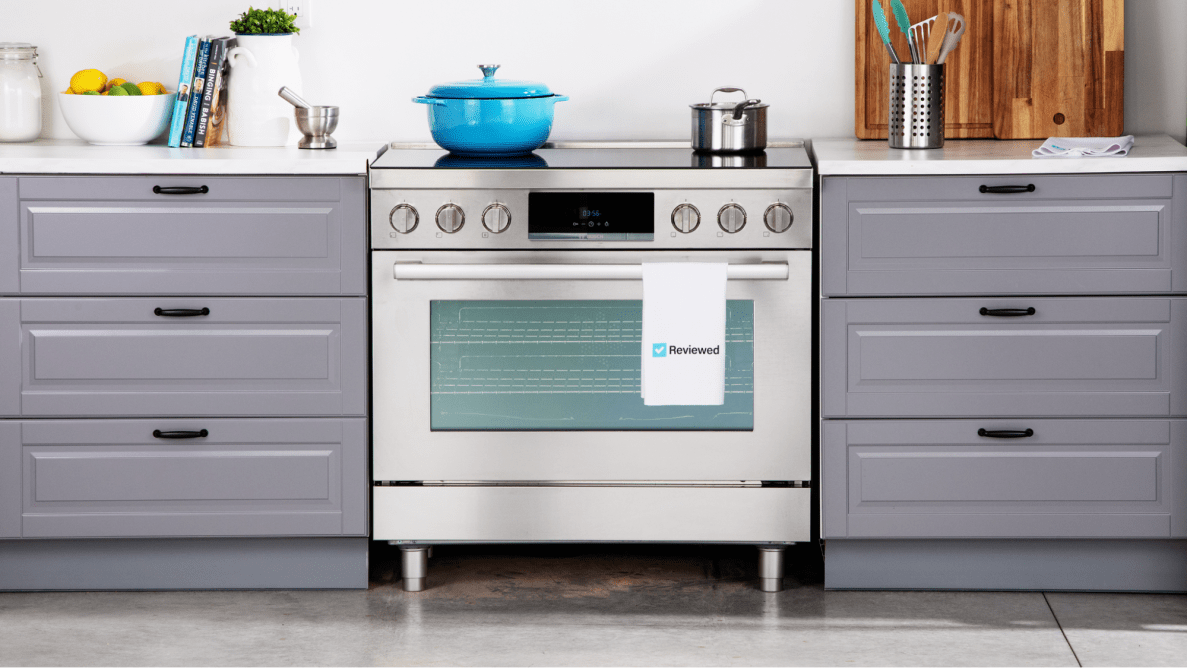 A Dutch oven and saucepot on the Bosch HIS8655U 36-in Induction Range