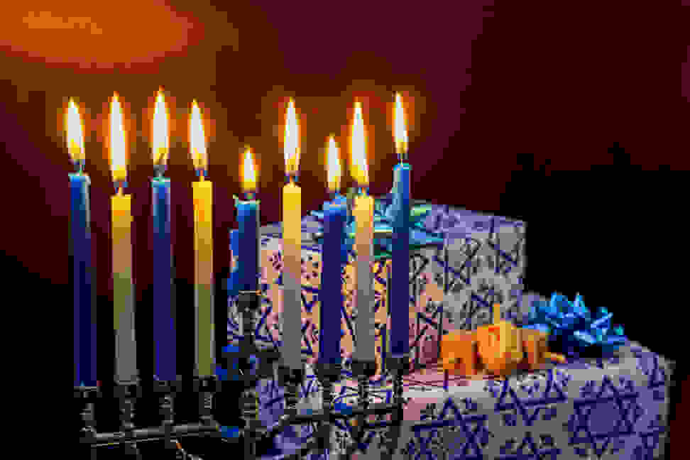 Menorah and presents