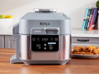 The Ninja Speedi air fryer sitting on a kitchen island.