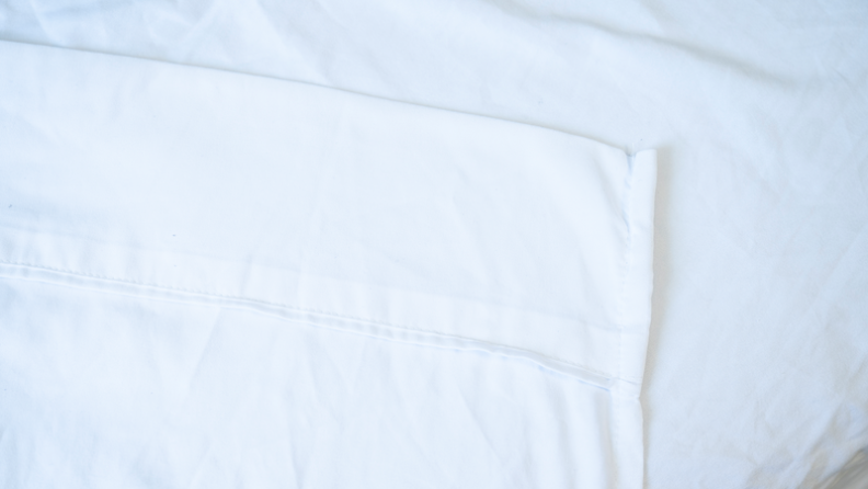 A white twin XL sheet.